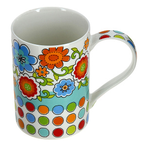 Кружка ИНТЕРХОЗТОРГ Цветная фантазия, фарфор, 340 мл. 4 вида, LE_GM2600A 000000000001062791