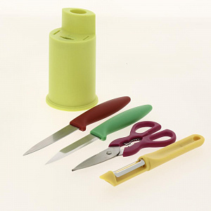 Набор ножей (2 шт,ножницы,овощечистка,подставка), нержавеющая сталь, R010608 000000000001196210