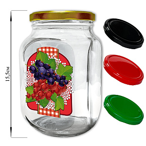 Банка для хранения 900мл LARANGE Красная и черная смородина с металлической крышкой стекло 000000000001212466