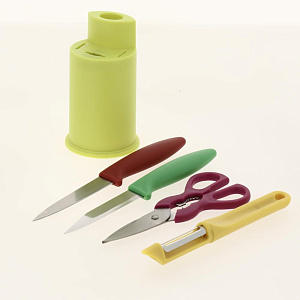 Набор ножей (2 шт,ножницы,овощечистка,подставка), нержавеющая сталь, R010608 000000000001196210