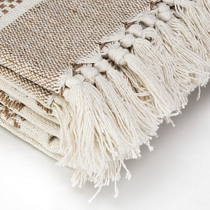 Плед 190х220см LUCKY ETNIC SGTH-1238 узор/полоска бежевый экрю хлопок 100% 000000000001218041