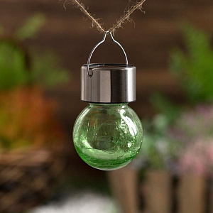 Фонарь садовый 60х90мм LUAZON LIQHTING Лампочка Зеленая 1 LED на солнечной батарее стекло 000000000001211018