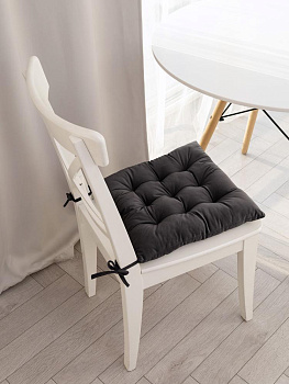 Подушка на стул 40х40см DE'NASTIA темно-серый велюр полиэстер 000000000001226738