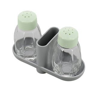 Набор диспенсеров для специй 45мл FACKELMANN ECOLUTION с держателем для зубочисток стекло биопластик 000000000001207719