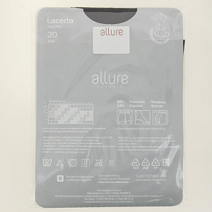 Колготки женские 20ден р.4 ALLURE Лацерта Неро Классические тонкие колготки для теплого сезона с усиленной верхней частью и укрепленным мыском 000000000001204902