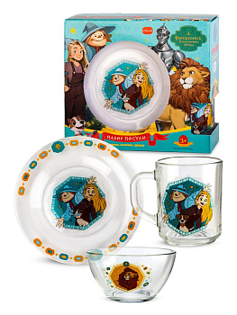 Набор детской посуды 3предмета ND PLAY Волшебник изумрудного города Дизайн2 подарочная упаковка стекло 000000000001227484