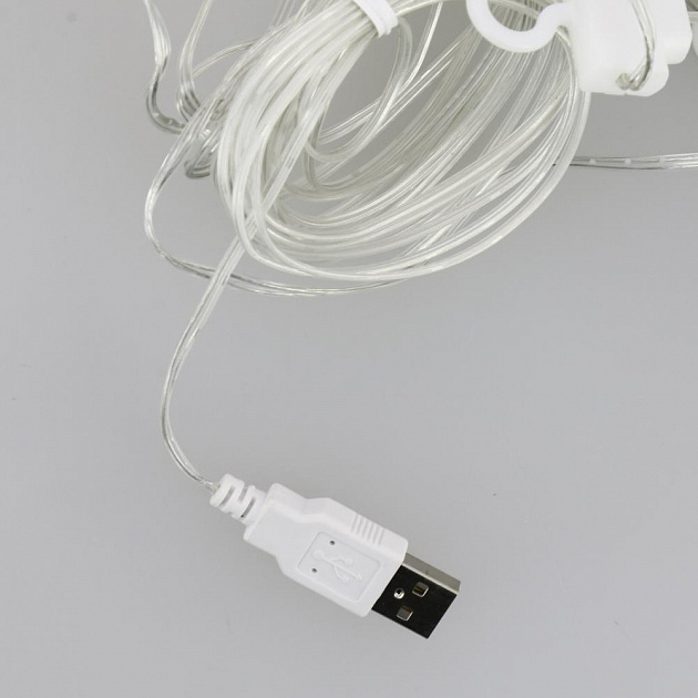 Гирлянда-Занавес 2,8х3м 300LED 5V LUAZON LIGHTING РОСА USB на крючках для штор мерцает белый 000000000001207983