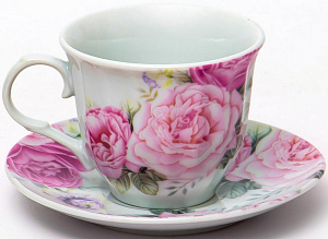 Набор чайный фарфор 12шт (6 чашек 220мл + 6 блюдец) подарочная упаковка Флора Пастель Olaff 124-01167 000000000001200546