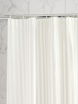 Шторка для ванной 180x200см DE'NASTIA mat stripe белый ПЕВА 000000000001226767