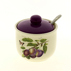 Сахарница Слива с фарфоровой ложкой подарочная упаковка 110-07008 000000000001177424