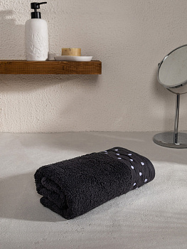 Полотенце махровое 50x90см LUCKY Бордюр горошек графит хлопок 000000000001227725