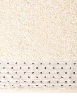 Полотенце махровое 50x90см LUCKY Бордюр горошек молочный хлопок 000000000001221614
