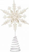 Декоративное украшение Верхушка 22см Снежинка белый пластик 000000000001220881