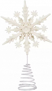 Декоративное украшение Верхушка 22см Снежинка белый пластик 000000000001220881