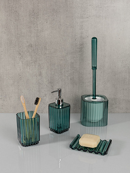 Щетка для унитаза 11x11x37,5см DE'NASTIA WAVE зеленый акрил/нейлон 000000000001228373