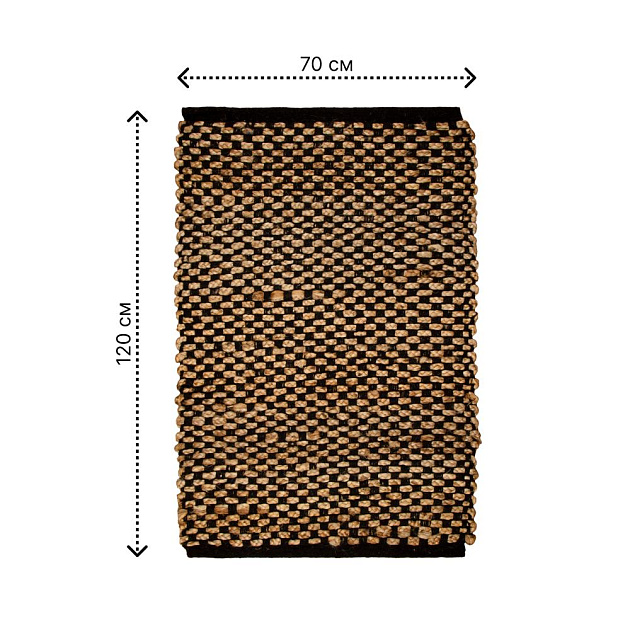 Коврик универсальный 70Х120см LUCKY ЧЕРНЫЙ ГЛАЗ черно-белый джут/хлопок 000000000001222474