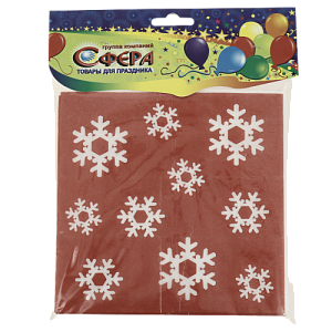 Салфетка 12шт СФЕРА со снежинками красный 000000000001181698