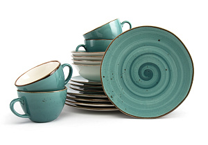 Набор столовой посуды 16 предметов TULU PORSELEN Reactive Turquoise фарфор Набор столовой посуды 16 предметов TULU PORSELEN Reactive Turquoise фарфор 000000000001216241