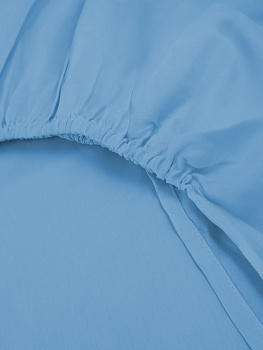 Проcтыня натяжная DE'NASTIA сатин 200x200+25см 100%Хлопок синий C010766 000000000001192994