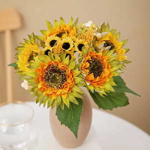 Цветок искусственный букет Подсолнухи 27см 000000000001218424