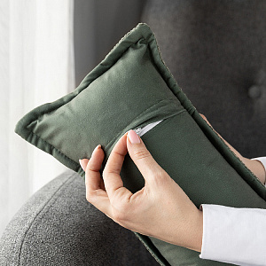 Подушка декоративная 20х40см DE'NASTIA на молнии зеленый шенилл меланж полиэстер 000000000001226970