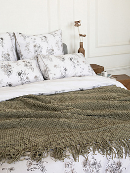 Плед 150x200см DE'NASTIA плетеный зеленый хлопок/шенилл 000000000001230286