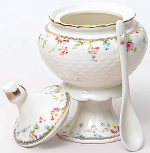 Сахарница 300мл Balsford ФРАНСУАЗА на ножке с ложкой подарочная упаковка фарфор 172-42023 000000000001203949