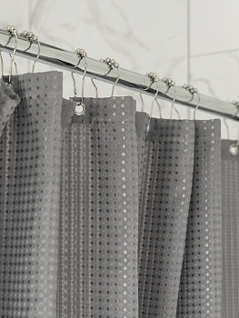 Шторка для ванной 180x200см DE'NASTIA Вафля с водоотталкивающей пропиткой серый полиэстер 000000000001219129