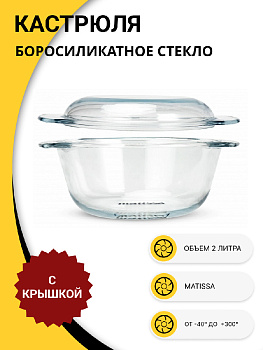 Кастрюля с крышкой 2л MATISSA боросиликатное стекло 000000000001220432