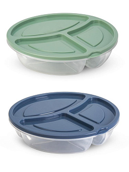Контейнер пищевой 1,1л круглый с отделениями в ассортименте пластик 000000000001228398