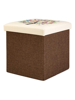Пуфик куб 35х35х35см складной этно дерево бежево-коричневый лен 000000000001226422