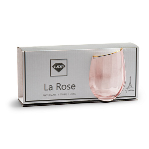 Набор стаканов для воды 2шт 350мл LUCKY La rose розовый с золотом стекло 000000000001217418