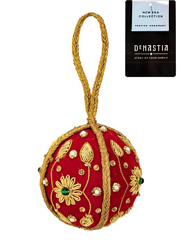 Декоративное украшение D7,5см DE'NASTIA Шар с кисточкой красный  бисер/ пластик 000000000001229678