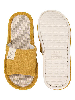 Тапочки домашние 38-39 женские открытые текстильные желтый полиэстер/ПВХ 000000000001228891