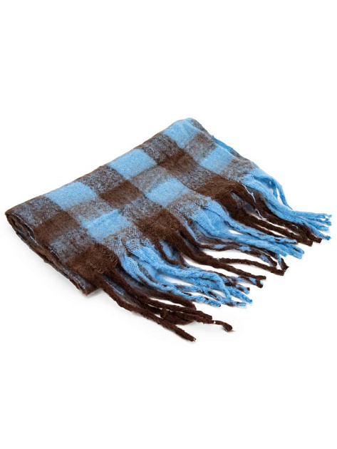 Шарф 40х200см теплый полосы синий полиэстер 000000000001229239