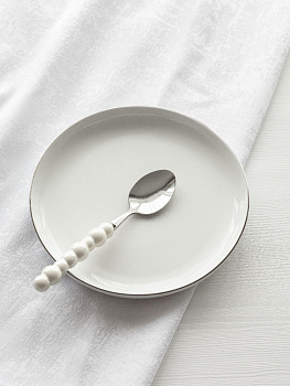 Ложка чайная DE'NASTIA Pearl белый нержавеющая сталь/ручка керамика 000000000001227730