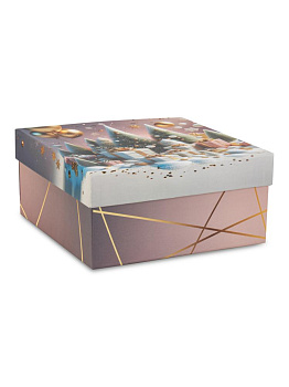 Коробка подарочная 19х19х9см РУТАУПАК НОВОГОДНИЙ МИКС прямоугольник 000000000001228409