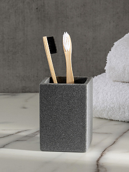 Стакан для зубных щеток 275мл 7x10см DE'NASTIA Quadro серый полирезина 000000000001227010