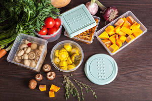 Банка для продуктов Plast Team PATTERN, с закручивающейся крышкой, 0,35л, коралловый, 115х115х52 (PT1127) 000000000001201508