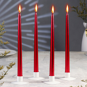 Набор свечей 4шт 25см красный парафин 000000000001214473