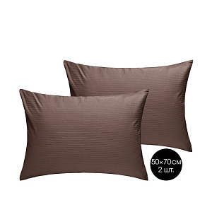 Наволочки 50х70см-2шт DE'NASTIA коричневый сатин-страйп 3мм хлопок-100% 000000000001215552