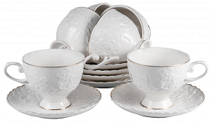 Набор чайный 12 предметов (чашка 220мл-6шт/блюдце-6шт) BALSFORD ГАЛИЯ подарочная упаковка фарфор 000000000001195506