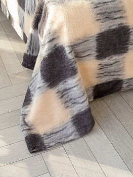 Плед 150x200см DE'NASTIA Клетка 2слоя коричневый/бежевый полиэстер 000000000001229899