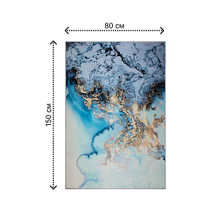 Коврик универсальный 80х150см LUCKY КРАСКИ срез лазурита сине-золотой хрустальный бархат 000000000001222905