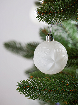 Набор украшений декоративных 25шт белый пластик (шар матовый+с рисунком 8см по 4шт,сосулька 15см-6шт,олень 13х14см-6шт,шишка 4,5х8,5см-4шт,бусы 360см) 000000000001208311