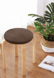 Подушка на стул 31,5см DE'NASTIA круглая коричневая бархатная полиэстер 000000000001200417