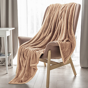 Плед 150x200см DE'NASTIA Тедди коричневый полиэстер 000000000001184233