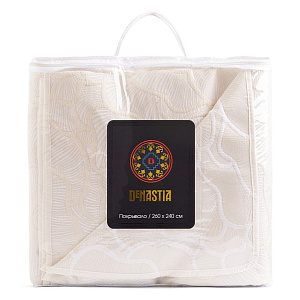 Покрывало 260х240см DE'NASTIA пион2 3слоя молочное жаккард 55%хлопок 45%полиэстер 000000000001212604