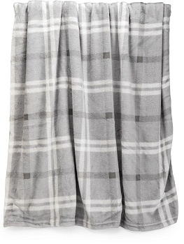 Плед 190x200см LUCKY Клетка серый флис полиэстер 000000000001229780