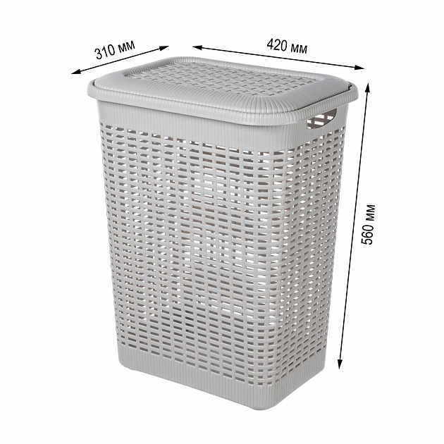 Корзина для белья 50л 42х31х56см ECONOVA светло-серый пластик 000000000001223410